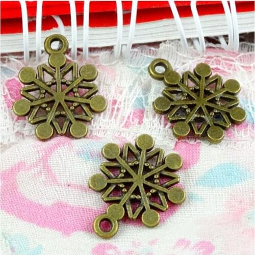 50Pcs 20*17MM Antique Bronze Plated Snowflake Pendant Charms DIY Jewelry Making