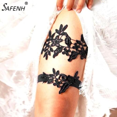 2pcs/Set Wedding Garters Lace Embroidery Floral Sexy Garters For Women/Bride Thigh Ring Bridal Leg Garter