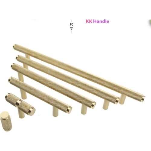 1 PC Gold Knurled/Textured simple kitchen cabinet knobs and handles Drawer Pulls Bedroom Knobs Brass T Bar Cabinet Hardware