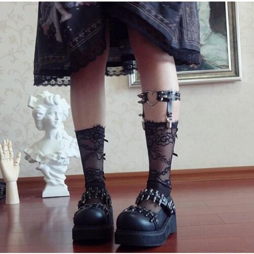 Anti-skid Garter black JK uniform Calf Sock buckle sock clasp leg ring female Japanese Calf ring leg belt Bullet shoes platform