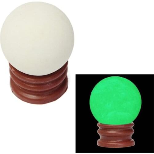 Q0KA Delicate Glow In Dark Quartz Crystal Sphere Ball Blue Luminous 3.5cm + BASE