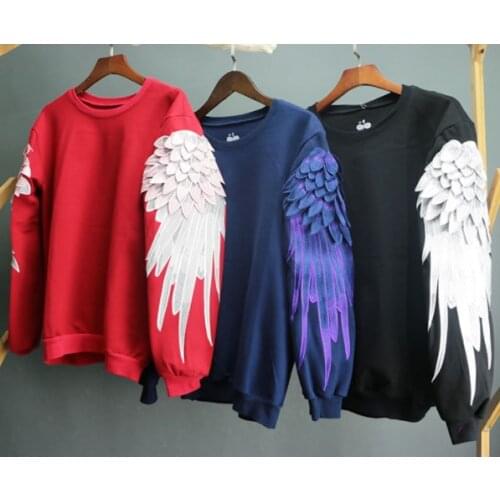 Parents and Children Hoodies New Fashion Wings Embroidery Men Women Couple Clothing Sweatshirts Family Pullover Coat Spring