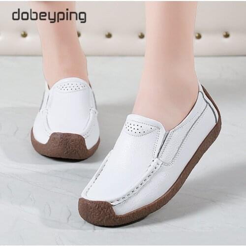 Retro Spring Autumn Shoes Woman Genuine Leather Womens Loafers Slip On Ladies Shoe Square Toe Moccasins Flats Female Sneakers