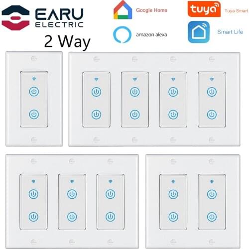 US WiFi 1/2/3/4 Gang Smart Touch Switch Timer 10A 2 Way Light Wall Switch 100-240V Remote Control By Smart Life/Tuya Smart Alexa