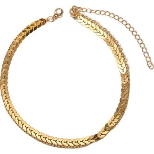 VAKKI Concise Double-deck Fishbone Chain Aircraft Chain Necklace Multi-storey Alloy Choker Necklace For Women