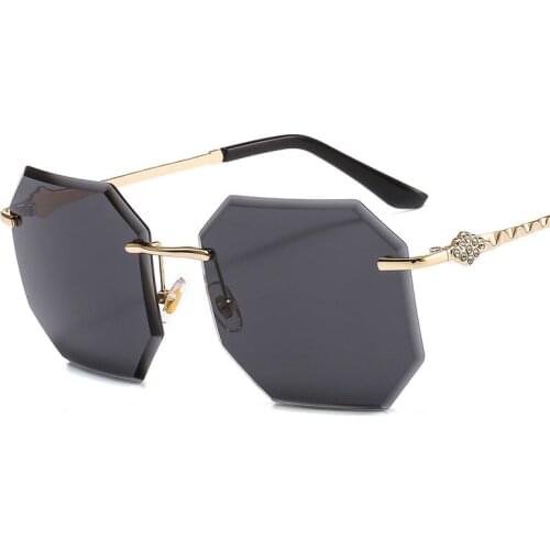 Veshion Square Polygon Rimless Luxury Sunglasses Men Women Fashion Shades UV400 Vintage Glasses
