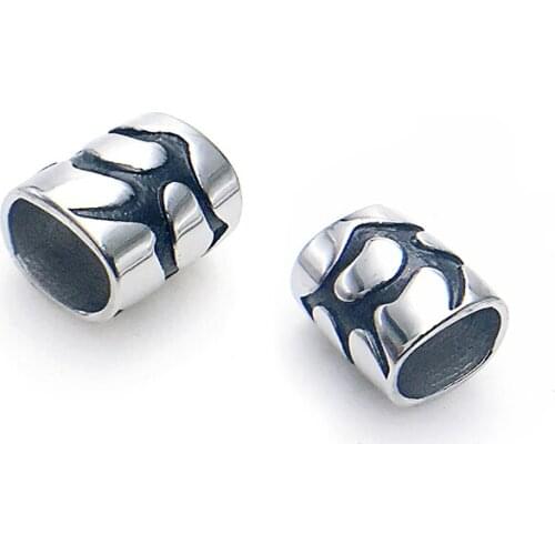 Wonlee Winle Stainless Steel 7x11mm Big hole Stripe Bead Charm Fit DIY Men Leather Bracelet Jewelry Making (Without Bracelet)