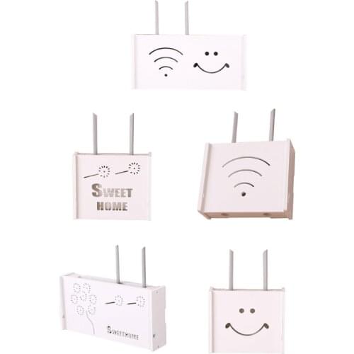 94PF Wifi Wireless Router Storage Box Wood-Plastic Wall Mounted Cable Management Rack Shelf Living Room Server Plug Board