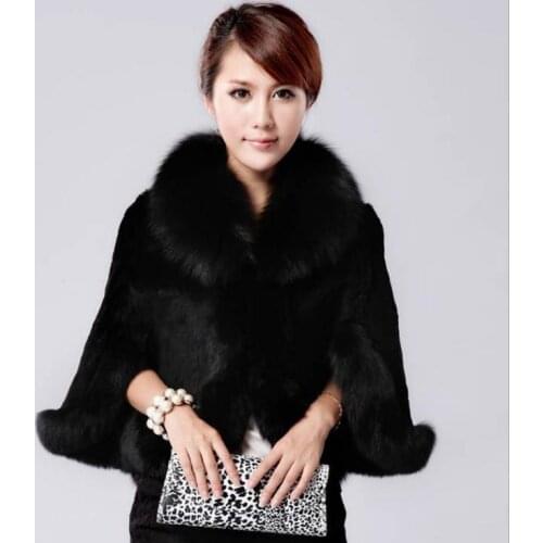 Womens Faux Fur Jackets Shorts Section Black And White Female Imitation Rabbit Fur Cloak Coats Large Size Chaqueta Mujer J2903