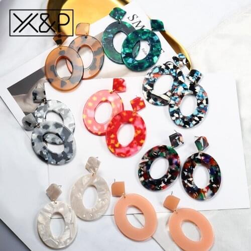 X&P Korea Acrylic Pendant Dangle Earrings For Women women Geometric Statement Hanging Drop Earrings Fashion Trend Jewelry Gift