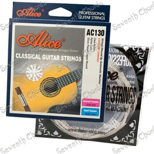 2 Sets Alice AC130-H Classical Guitar Strings 1st-6th(0285-044) Silver-Plated Copper Alloy Wound Clear Nylon String Set