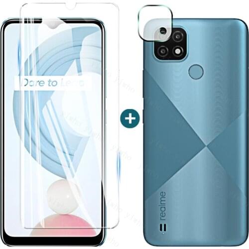 2 In 1 Protection Glass for OPPO Realme C21 C25 C21y C25s C20 C17 C15 C12 C11 C3 Tempered Screen Protector Camera Lens Glass
