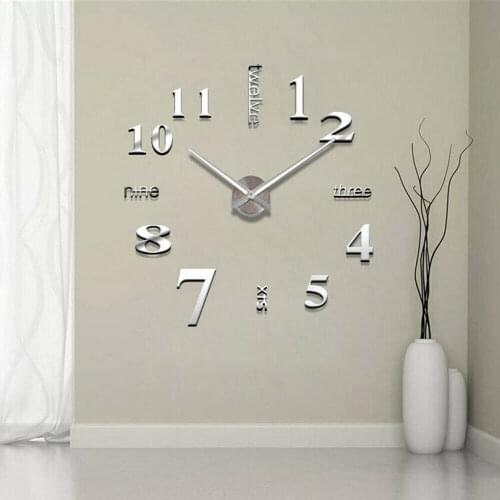2020 Modern Large 400mm 3D Mirror Surface Wall Clock 3D Wall Sticker Home Office Room DIY Wall Decor Home Decor Accessories