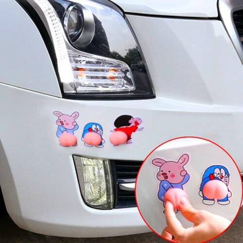 3D Stereo Cute Butt Car Sticker Cartoon Anime Car Accessories Auto Door Collision Avoidance Soft Silicone Stickers Funny Butt
