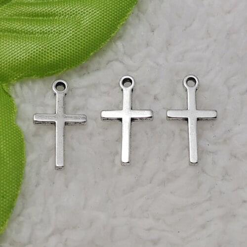Free Ship 544 pcs Antique silver cross charms pendant 18x10mm