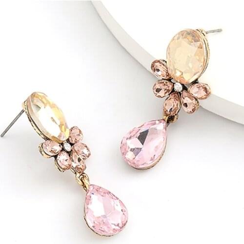 ZHINI Big Earrings Vintage Long Earrings Womens Colorful Gem Earring Drop Dangle Resin Statement Earrings Fashion Jewelry 2020