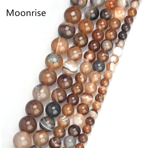 4 6 8 10 12mm Natural Coffee Brown Stripes Agate Stone Beads Bulk Loose Stone Beads For DIY Making Bracelet Necklace Jewelry