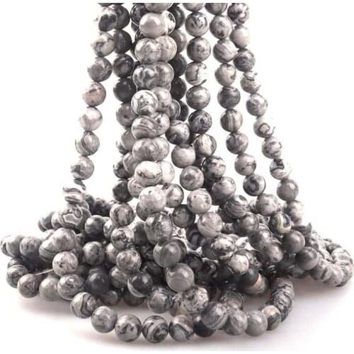 Natural Stone Beads Gray Map Agates Loose Spacer Beads for Jewelry Making DIY Bracelet Earring Necklace accessories 4-12mm 15"