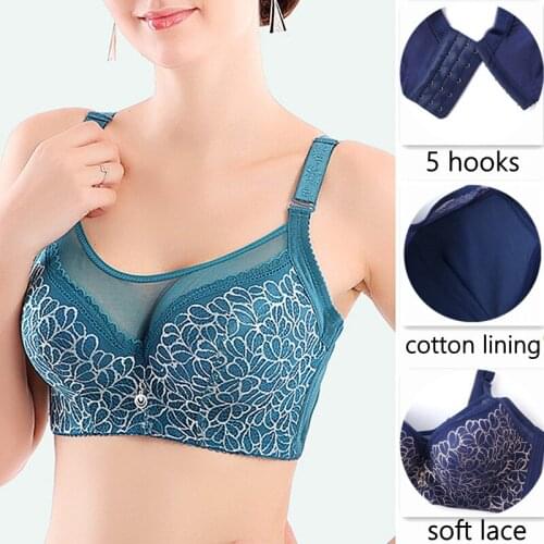 Bras for Women Summer Plus Large Size Big Breast Lady Super Thin Push Up Bralette Gather Lace Crop Top Bh Sexy Brassiere Girl 36