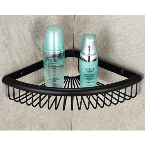 Black Oil Rubbed Brass Wall Mounted Bathroom Accessory Single Tier Soap / Sponge Corner Shower Storage Basket aba511