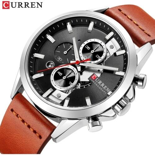 CURREN New Mens Sports Watch with Chronograph Leather Watches Fashion Business Casual Quartz Wristwatch Dropshipping 8325L