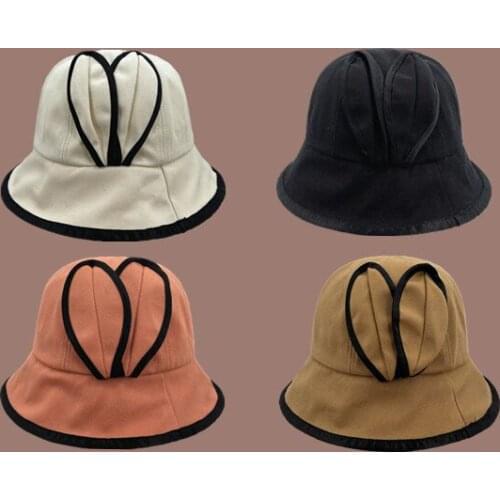 CYGJFC Woman Lovely Bucket Hat Lovely Rabbit Sunscreen Panama Solid Caps Sunbonnet Gorros Headwear Outdoor Fisherman Ornamets
