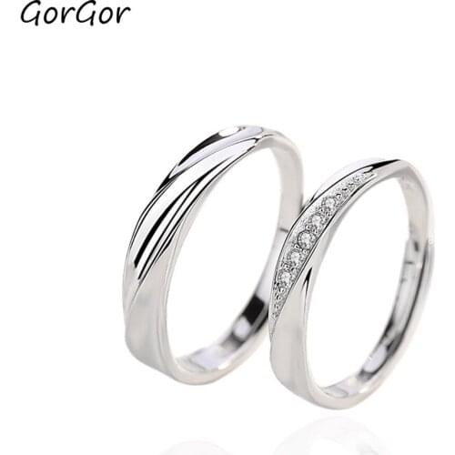 GorGor Rings Lovers 925 Sterling Platinum Plating Mosaic Zirconia Irregular Individuality Exquisite Engagement Jewelry K386