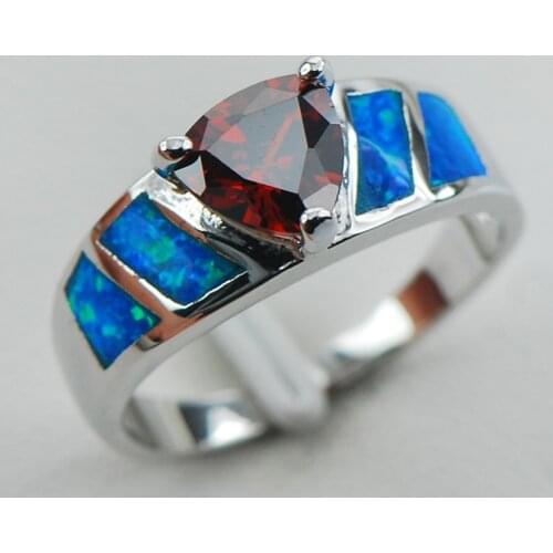 Garnet Blue Opal 925 Sterling Silver Ring Size 6 7 8 9 10 R1290