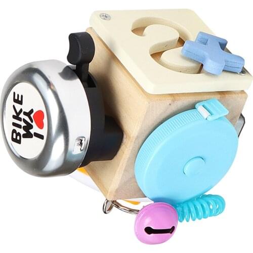 Montessori Toy Music Busie Board Block Toy Early Educational Activity Play Cube Wooden Busy Block For Preschool Logical Training