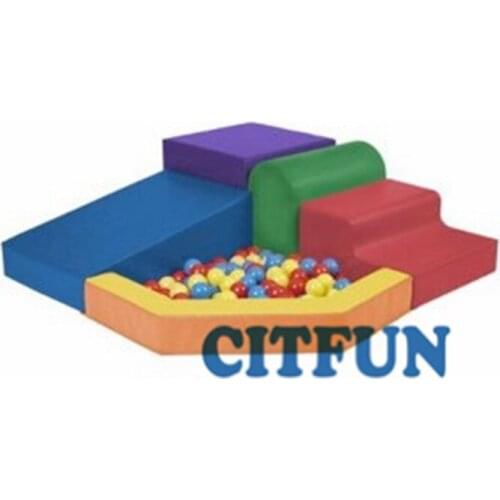 Combination freely climbing soft play set with ball pool ; CE certificated toddler indoor play structure CIT-RT009E