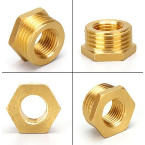 Brass Pipe Fitting Hex Bushing Reducer Connector 1/8 1/4 3/8 1/2 3/4 1" Male to Female Threaded Copper Water Gas Adapter Coupler