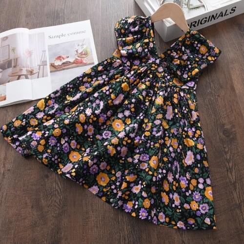 Melario Kids Girls Princess Dress Summer Fashion Baby Flowers Party Vestidos Children Floral V-Neck Costumes Vintage Suits