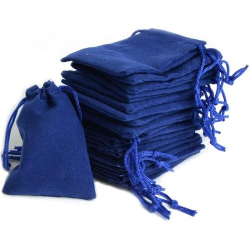 New 100Pcs 5*7cm Dark Blue Drawstring Velvet Bags Jewelry Pouch Bag Christmas Birthday Wedding Party Gift Bags