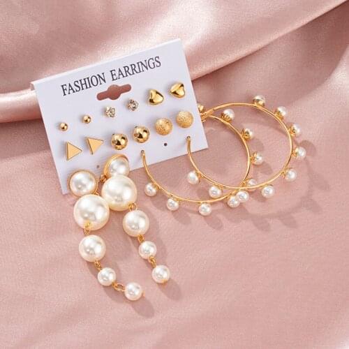 Fashion Luxury Pearl Earrings For Women Crystal Stud Metal Geometric Hanging Earring 2021 Trend Female Modern Party Jewelry Gift