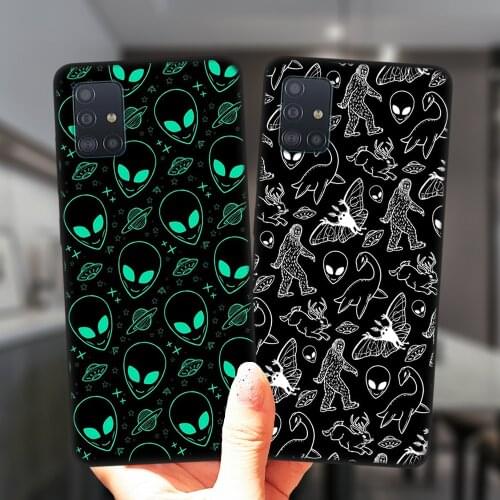 For Samsung A52 A72 A51 A71 A50 A70 A12 A02 A42 A32 A31 A21S A41 A11 A30 A20 A40 Phone Case Cute Alien Space Soft Silicone Cover