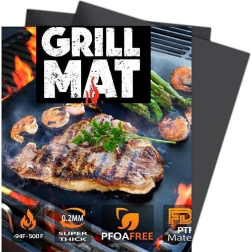2pcs Grill Mat Set Non-Stick Large BBQ Grill Mats Reusable Easy To CleanCooking Plate For Electric Grill Gas Charcoal BBQ Tools