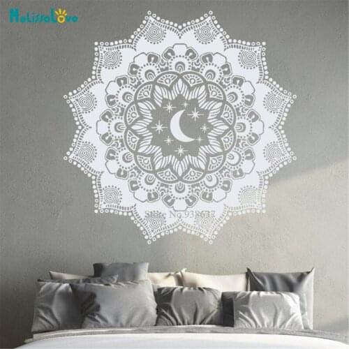 Mandala Flower Boho Style Yoga Stickers Moon And Star Bedroom Decor Living Room Home Decals Vinyl Wallpaper Poster BA695