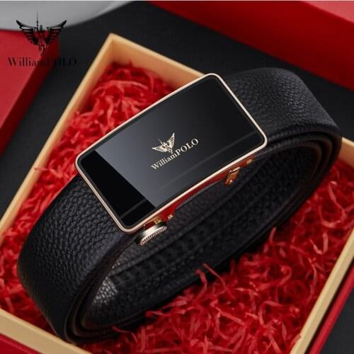 WILLIAMPOLO 2020 autumn new mens leather automatic buckle wearing a belt fashion business belt