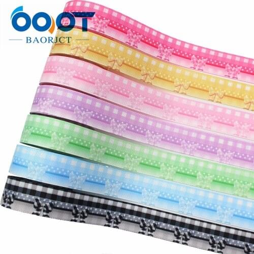 OOOT BAORJCT I-191227-2834,25mm 10yards Double sided Geometric lattice bow-knot Ribbons,bow cap,Clothing,Party DIY Decorations