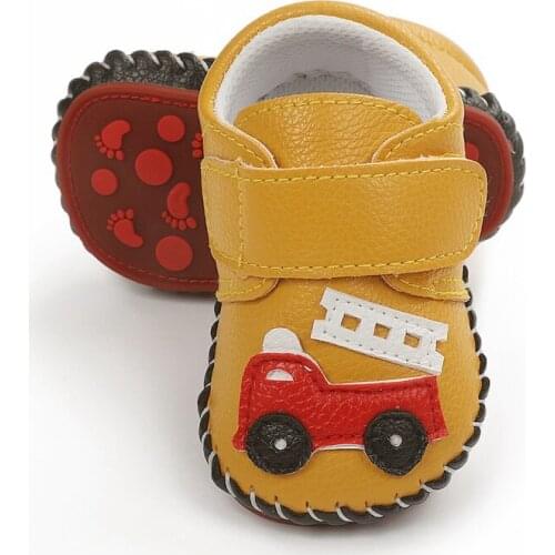 Fall Fashion Baby Boy Cute Car Print Soft Shoes PU Leather Non-slip First Walkers Infant Shoes New Arrival