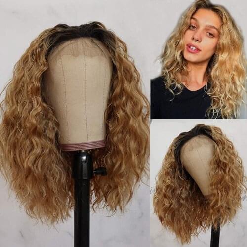 BYMC 13x4 Ombre Blonde 1BT27 Human Hair Lace Front Wigs Water Wave Brazilian Remy Natural Hairline Glueless Wig with Baby Hair