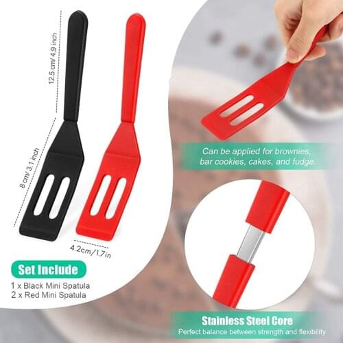 Silicone Brownie Serving Spatula Heat Resistant Slotted Spatula for Nonstick Cookware Cooking Baking Black Red 3 Pcs