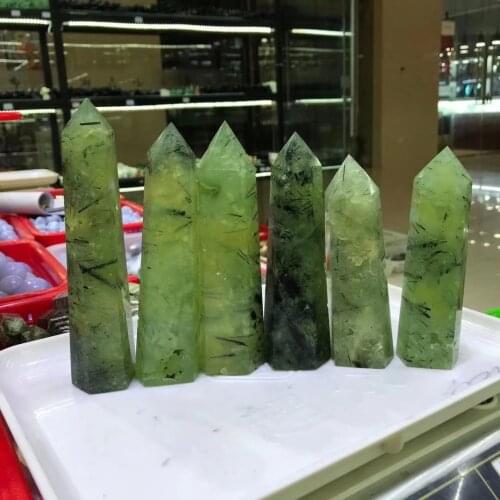 Natural Prehnite Quartz Crystal Point Single Terminated Tower Chakra Healing Gemstone Home Decor 1pc