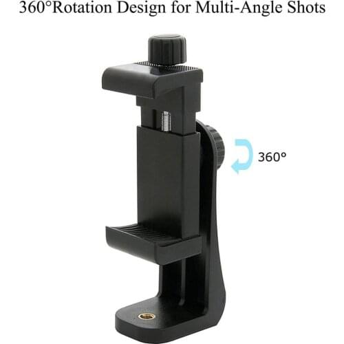 360 Degree Mobile Phone Clip Compatible With All 1/4 Screw Cellphone Holder Tripod Mount Desk Tripod Adapter For Samsung iphone