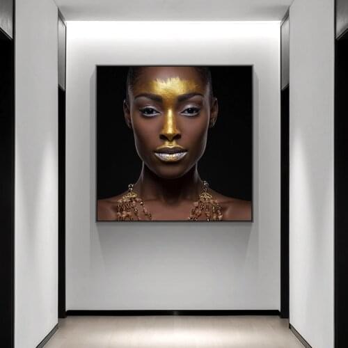Modern Black And Gold Woman Posters and Prints Oil Painting on Canvas Scandinavian Wall Art Picture Kitchen Room Coffee Decor
