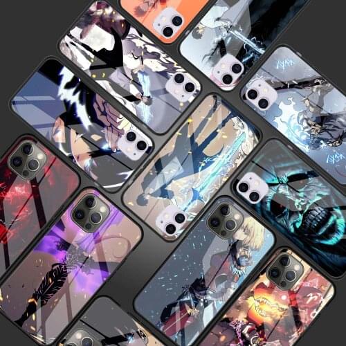Anime solo leveling Sung Jin woo Glass Phone Case for iPhone 11 12 Pro XR X 7 8 XS Max 6 6S Plus SE 2020 Cover Shell Coque Capa