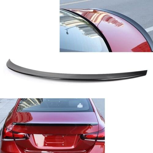 Carbon Fiber Style Car Rear Trunk Lip Spoiler Wing Trim For Mercedes Benz W177 A-Class 2019 ABS Plastic
