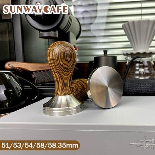 51/53/54/58/58.35mm Coffee Tamper Golden Sandalwood Handle 304Stainless Steel Coffee Powder Hammer Espresso Cafe Tools Barista
