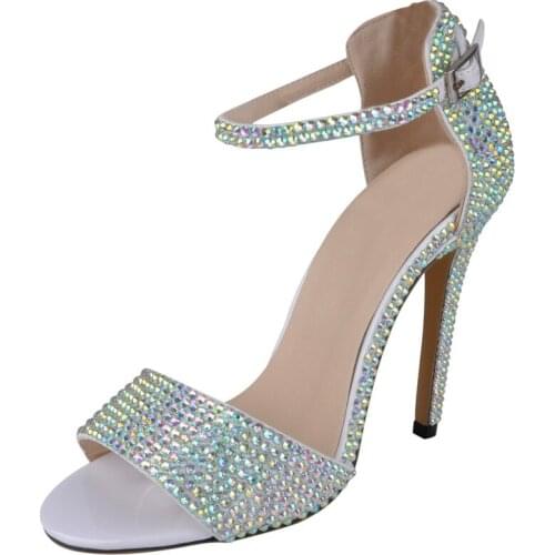 Womens Pumps Wedding fashion Rhinestone Explosion Bridesmaid Fine heel Word band Sexy 11CM High Heels Party Shoes