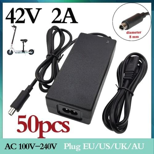 50pcs 42V 2A electric Skateboard adapter Scooter charger for Xiaomi Mijia M365 Scooter electric bicycle accessories